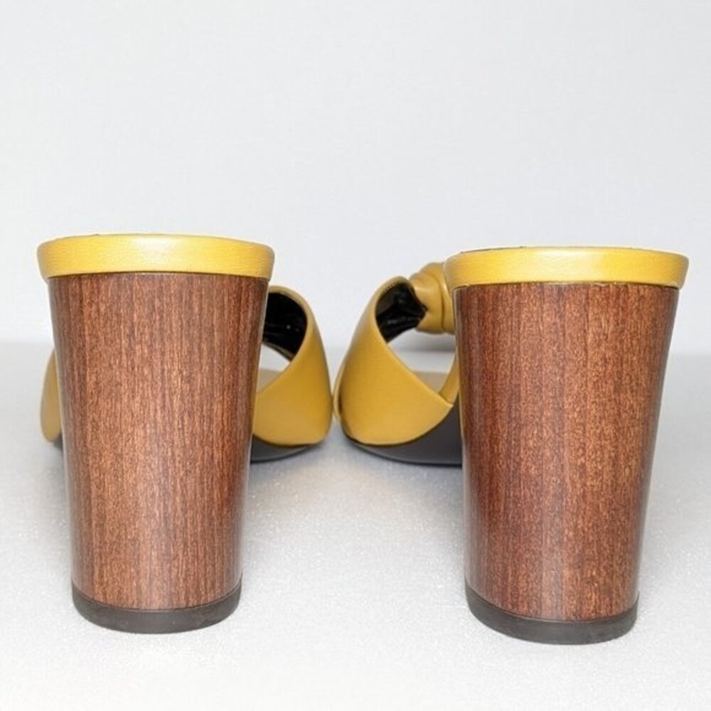 YSL Saint Laurent Bianca Leather Block Heel Mules Sandals - Picture 6 of 12